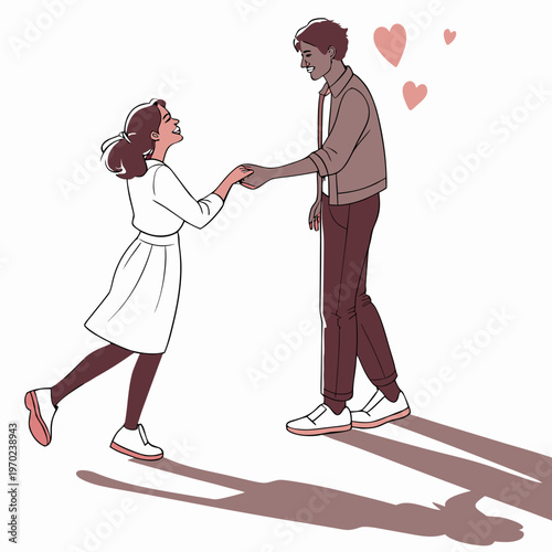 Loving couple holding hands love hearts affection