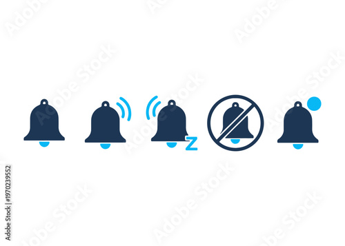 Silent mode icon with bell and wifi symbols isolated on white