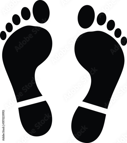 Black silhouette of two bare feet facing forward with toes slightly spread