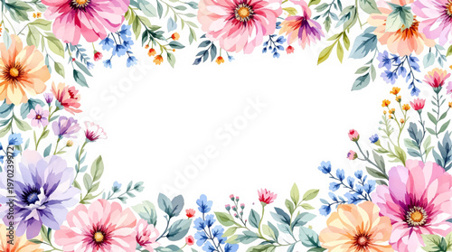 Elegant blossoms in soft hues creating a decorative border with natural beauty and charm