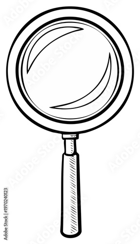 Hand Drawn Magnifying Glass with Wooden Handle for Research and Discovery