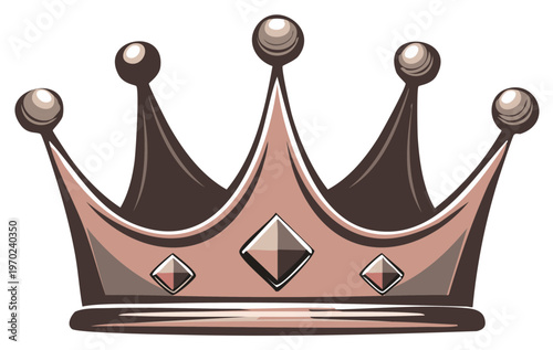 Illustrated metallic crown with jewels on white background, representing royalty and power