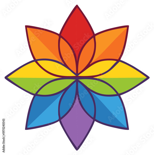 Colorful rainbow lotus flower symbol for diversity and inclusivity