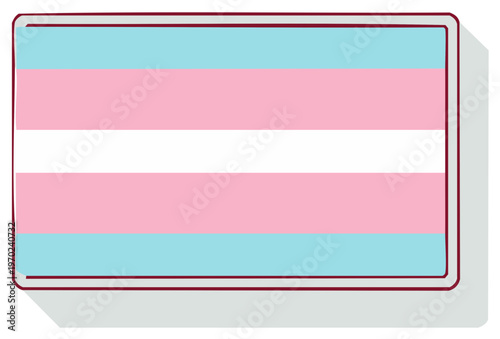 Transgender Pride Flag with Soft Shadows and Outline