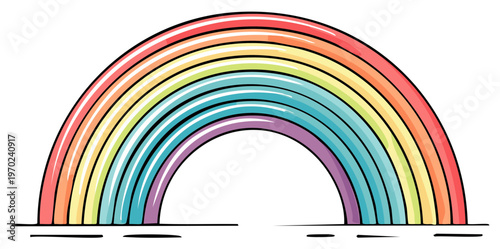 Vibrant Rainbow Arc with Cartoon Style Design Presenting Hope and Optimism