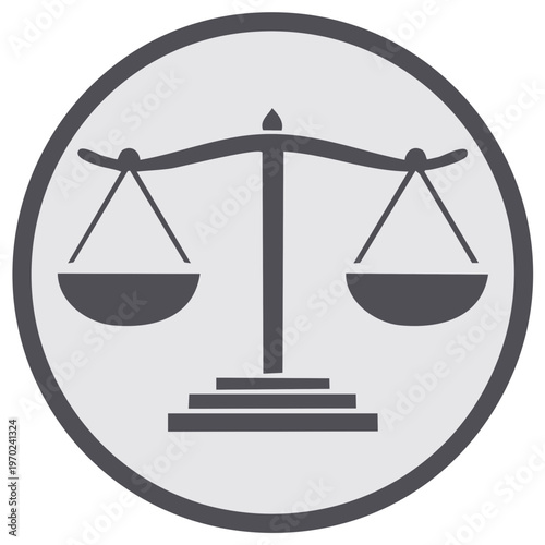 Scales of Justice Symbol Isolated Gray Circle Graphic Law Court Legal Representation