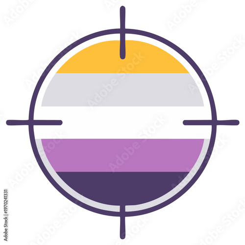 Nonbinary pride flag in crosshairs icon symbol illustration
