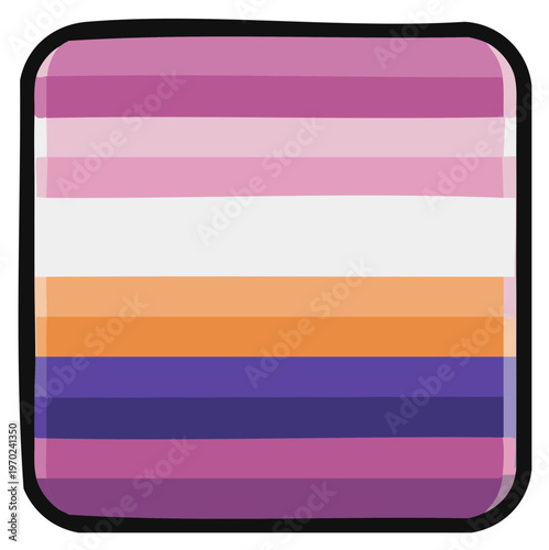 Lesbian Pride Flag Stripes Smooth Gradient Square Icon Colorful Symbol