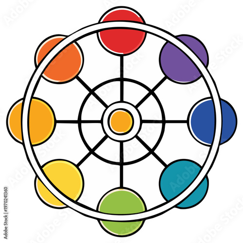 Vibrant Wheel of Colors Symbolizing Energy and Harmony in a Circular Design