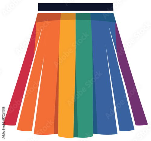 Colorful Rainbow Pleated Skirt Design Representing Diversity and LGBTQ+ Pride
