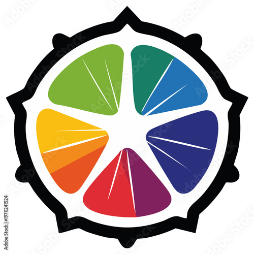 Abstract Illustration of a Circular Symbol in Multiple Colors with Gear Design, Creative Icon Design