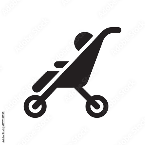 Stroller with little kid symbol vector icon