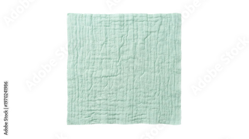 Foto Light mint green textured muslin cotton fabric swatch isolated