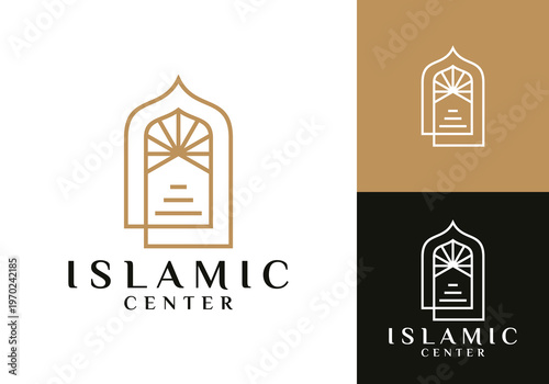 mosque door logo. religious islamic design concept