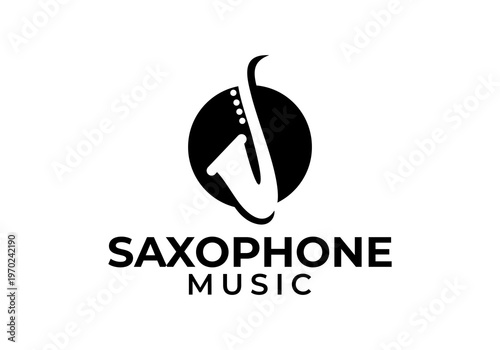 abstract saxophone jazz music logo design