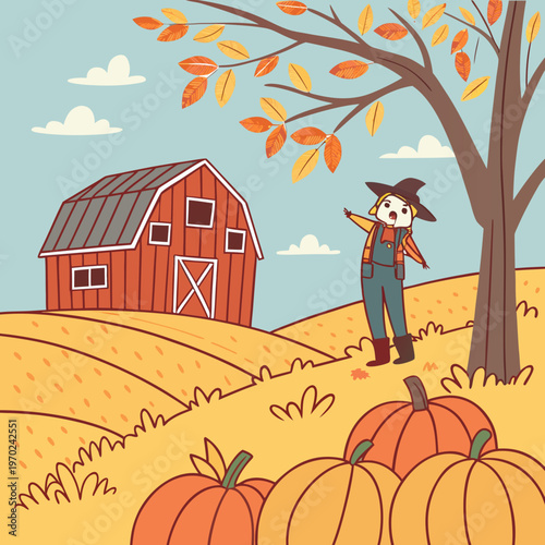  charming pumpkin patch scene featuring a scarecrow 2