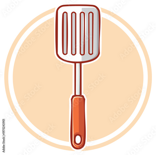 Cartoon slotted turner illustration utensil cooking equipment kitchen tool object design element