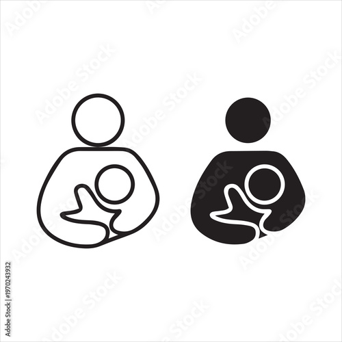 Breastfeeding icons on white background. Line vector sign, symbol for web and mobile