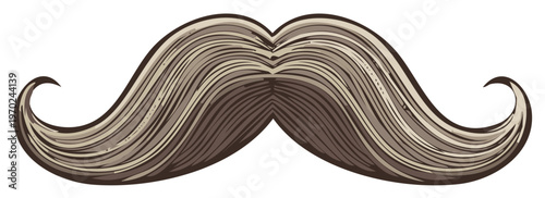 Elaborate Curl Moustache with Delicate Brown and Grey Hues