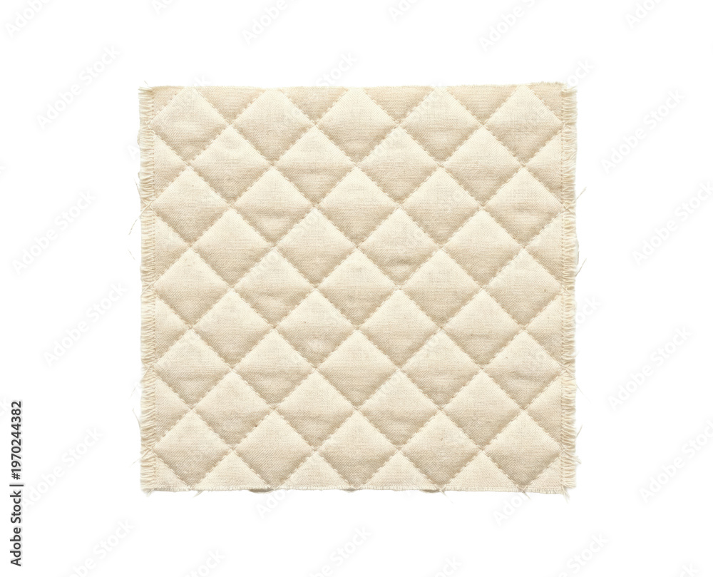 Fototapeta premium Cream quilted fabric swatch with diamond pattern