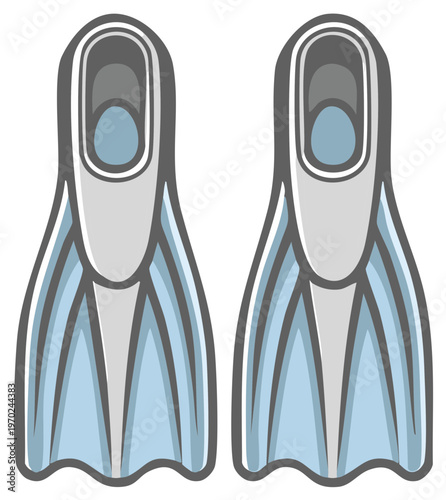 Vector illustration of a pair of blue swimming flippers for water sports