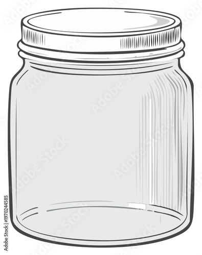 Illustrated Empty Canning Jar with Lid for Preserves and Crafts
