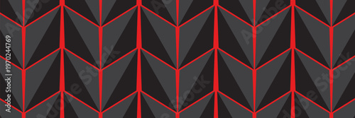 Dark hexagon abstract technology background with bright red flashes below the hexagon. Vector hexagon abstract technology background.