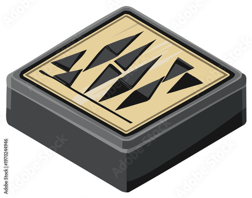 Isometric Backgammon Game Board Featuring Black Checkers Ready for Play