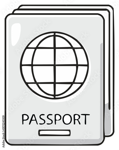 Stack of Cartoon Travel Documents with a Globe Illustration Depicting International Travel