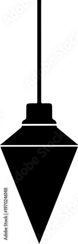 Black pendant lamp, hanging light fixture, minimalist decor, interior design element, vector icon