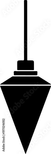 Black pendant lamp, hanging light fixture, minimalist decor, interior design element, vector icon