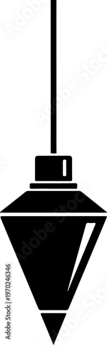 Black pendant lamp, hanging light fixture, minimalist decor, interior design element, vector icon