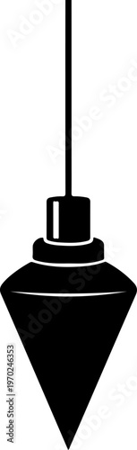 Black pendant lamp, hanging light fixture, minimalist decor, interior design element, vector icon