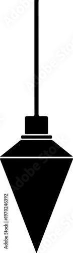 Black pendant lamp, hanging light fixture, minimalist decor, interior design element, vector icon