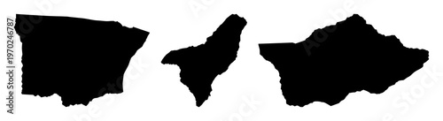 Map set with folded silhouette composed of lines and shading featuring travel, geography, navigation with simplicity and precision