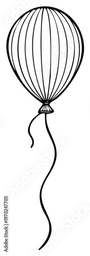Simple Hand Drawn Outline of a Hot Air Balloon Floating Upwards