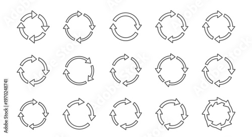 Circular Arrows Refresh Recycle Icons Set with Grunge Texture