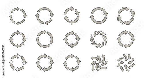 Circular Arrows Set: Refresh, Reload, Cycle, and Repeat Icons Collection