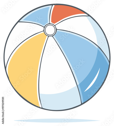 Simple Colorful Striped Beach Ball Vector Illustration for Summer Fun