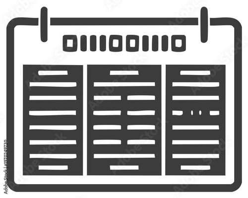 Abstract calendar icon with blank event entries for scheduling and time management