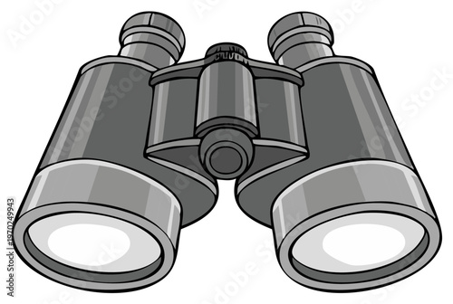 Illustrated Binoculars Perspective View for Outdoor Exploration and Travel Vision Tool for Scenery Observation and Distant Discovery and Observation