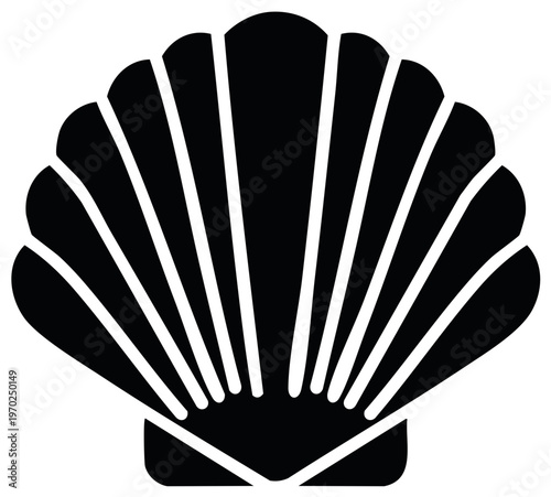 Elegant Black Seashell Outline A Nautical Vector Design Element Graphic