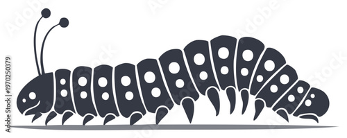 Stylized Caterpillar Silhouette with White Circles for Children's Illustration