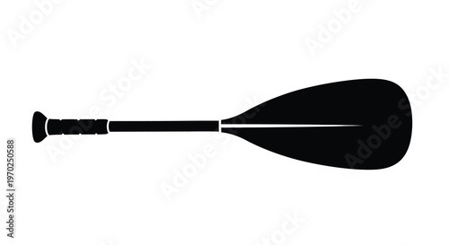 A black paddle viewed from the side with a distinct silhouette