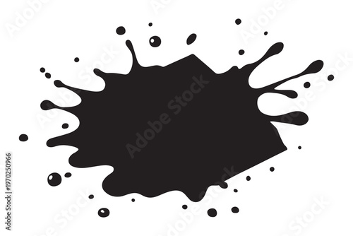 abstract black ink splash or blot isolated on white background