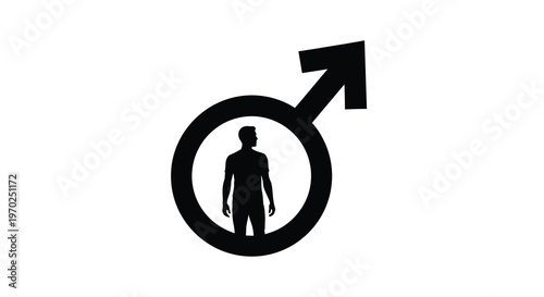 Male symbol featuring a person within a circle a striking silhouette