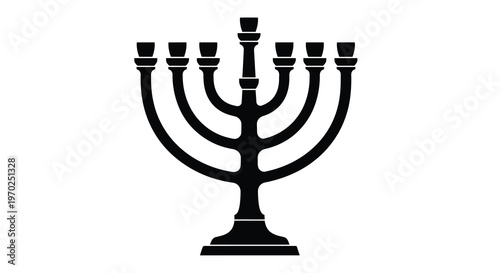 Black menorah illustration with seven branches a striking silhouette high quality