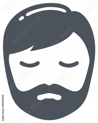 Iconic Man's Face with Beard Closed Eyes in Minimalist Geometric Design For Business or App