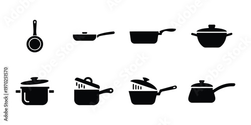 Cooking pots and pans vector design on clean background