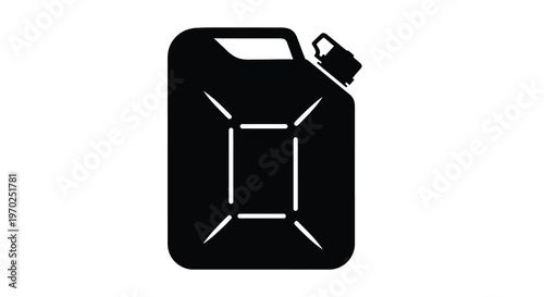 Black jerrycan graphic isolated on white a bold silhouette high quality